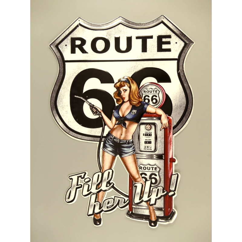 Wandbord Route 66 "Fill her up!"